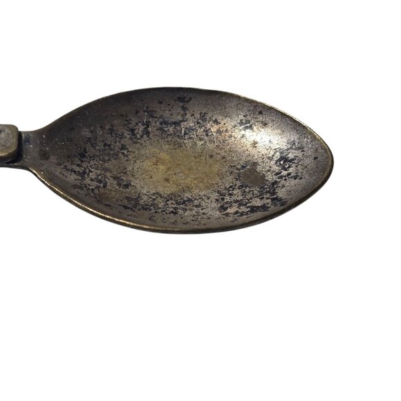 Vintage Curved Handle Baby Spoon Utensil Collectible Engraved Worn - Picture 5 of 16